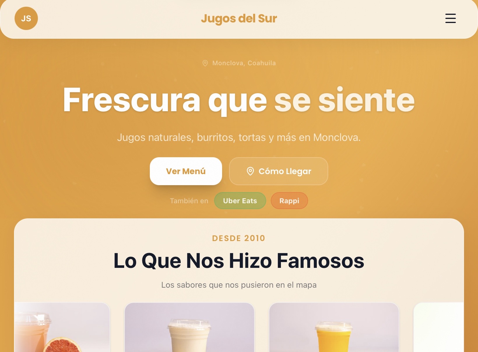 Jugos del Sur · captura del sitio